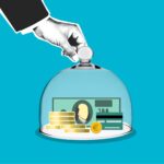 How Artificial Intelligence Is Reshaping Financial Risk Protection A hand placing a dome over cash and coins on a blue background